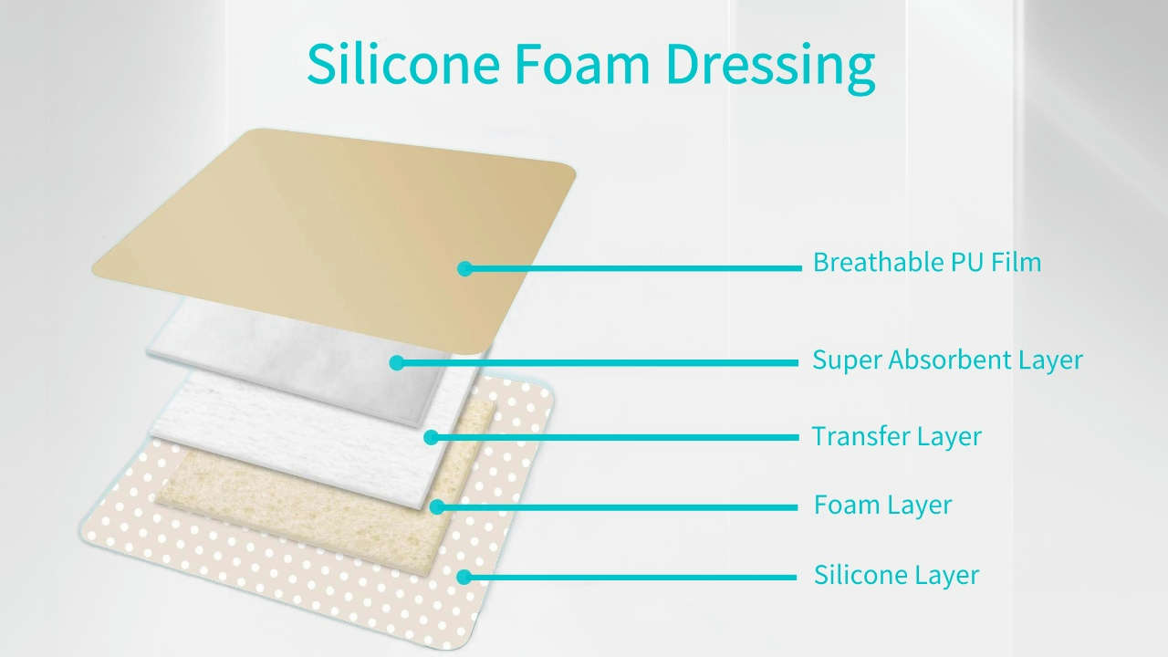 The structure of silicone foam dressing